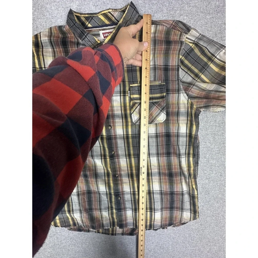 Levi's Shirt Mens XL Yellow Black Plaid Button Front Long Sleeve Western Casual‎